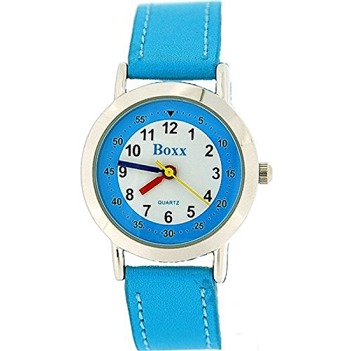 BOXX Ausgefallene, analoge Easy Read Mdchen Armbanduhr mit weiem Ziffernblatt und blauem Textilarmband BOXX Ausgefallene, analoge Easy Read Mdchen Armbanduhr mit weiem Ziffernblatt und blauem Textilarmband