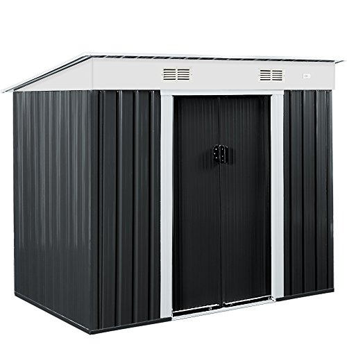 Gartenhaus Metall verzinkt 3,35m³ inkl. Schiebetür und Fundament Geräthaus Anthrazit Geräteschuppen Metallgerätehaus Gartenlaube Farbauswahl - 2