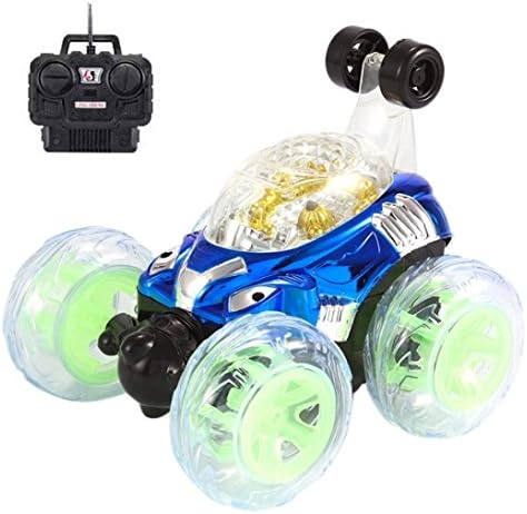 RC Car by Hahuaha ,New 360°Spinning And Flips With Color Flash & Music for Kids Remote Control Truck (Blue)
