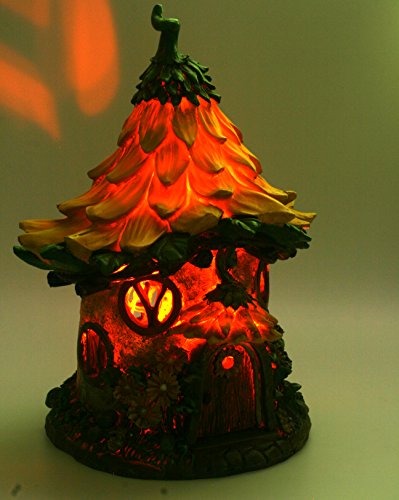 Solar Powered beleuchtet Fairy gelb Cottage/Dwelling Garten Ornament - 5