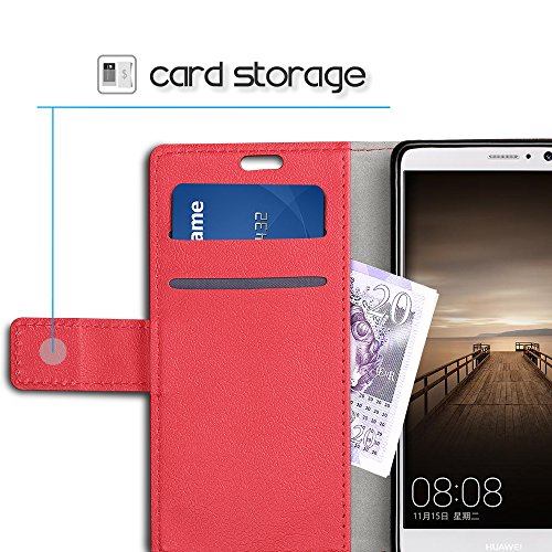 SLEO Funda Huawei Mate 9  Cartera Carcasa Piel PU Suave Flip Folio Caja Super Delgado  Estilo Libro Soporte Plegable y Cierre Magn  tico  para Huawei Mate 9 - Rojo