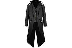 VERNASSA Tailcoat Steampunk Coat Gothic Coat Vintage Jacket, Mens Victorian Costume Halloween Costume Coat