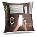 Produktbild Xukmefat Decorative Pillow Cover White Iphon Hand Use Phone Blank Screen Top View Mockup Throw Kissenbezug Square Home Decor Pillowcase 18x18 Inches