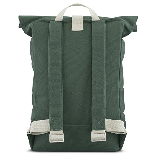 Johnny Urban Rucksack Damen   Herren Gr  n Roll Top Daypack aus Baumwoll Canvas - L  ssiger Vintage Tagesrucksack f  r Den Alltag - Wasserabweisend   