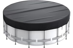 PEESHON Round Pool Cover,6ft 8ft 10ft 12ft 15ft,Swimming Pool Cover,Waterproof and Dustproof Pool Cover with Drawstring Design Increase Stability（Black 8ft）