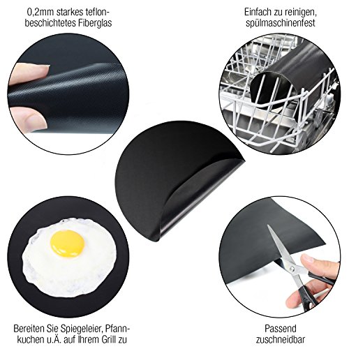 Amazy Teflon Grillmatte (3er Set) – Antihaftbeschichtete Silikonmatte für den Grill und Backofen (3x rund | Ø 37 cm) - 2