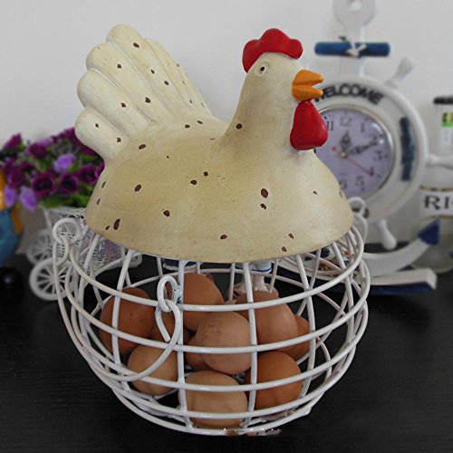 WYFC Exquisite Handwerk Eierkorb Obstkorb Schutt Blau Küche Lagerung Eisen dekorative Korbflechterei Eierschale Eierschale Harz Korb . white