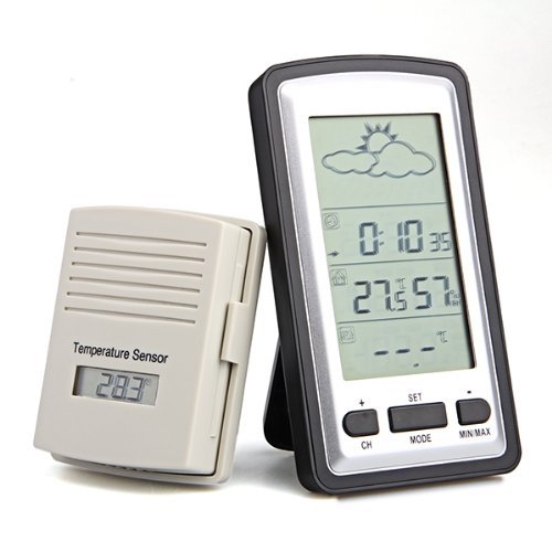 Sonline Profi Funk Wetterstation Thermometer Hygrometer Outdoor/Indoor Schwarz Grau
