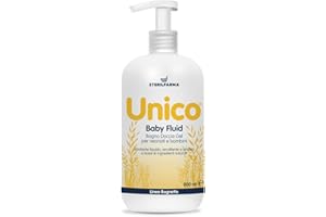 STERILFARMA EVOLUTION Unico Baby Fluid Bagno Doccia emolliente, lenitivo, ingredienti naturali. Igiene e cura del corpo di neonati, bambini ed adulti con pelle delicata, intollerante o predisposta ad allergie (500 ml)