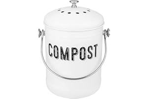 Senua Poubelle à compost d'intérieur en acier inoxydable pour comptoir de cuisine, seau à compost inodore pour déchets alimentaires de cuisine avec poignée de transport, 5 litres, facile à nettoyer