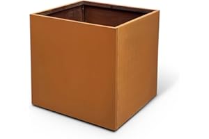 ‎GZLVSOW GZLVSOW Blumenkasten aus Metall aus Corten-Stahl für Garten, Vase aus Stahl für Terrasse, modernes rustikales Design auf dem Bauernhof (Rost, L50xW50xD50)