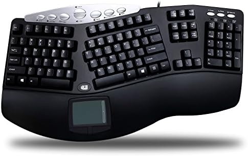 Adesso PCK-308UB TruForm Pro USB Ergonomic Contoured Multimedia Touchpad Keyboard - Black