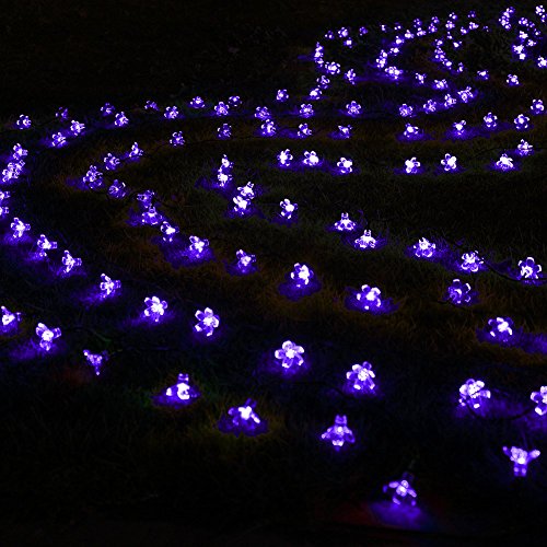 Kyson 50er LED Solar Lichterkette Blumen Garten Außen Lila 5 Meter, Solar Blüten Beleuchtung für Party, Weihnachten, Outdoor, Fest Deko usw. - 7