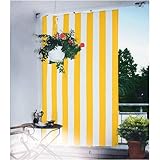 balkonpflanzen halbschatten 40° C waschbar Floracord 05-77-61-00P Senkrechtsonnensegel 230 x 140 cm Blockstreifen mit Zubehör montagefertig, gelb/weiß