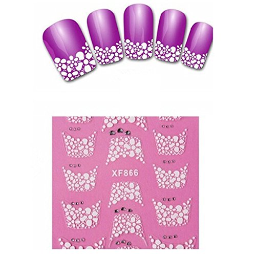 French Nail Art Stickers - TOOGOO(R)New 3D Transfer Lace Design Nail Art Stickers Women Fashion Manicure Nail Polish Decals Tips Makeup-XF866