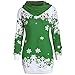 Produktbild Sannysis Damen Weihnachten Pullover Langarmshirt Santa Claus und Schnee Druck Sweatshirt Langer Bluse Shirt Weihnachts Pulloverkleid Slim Fit