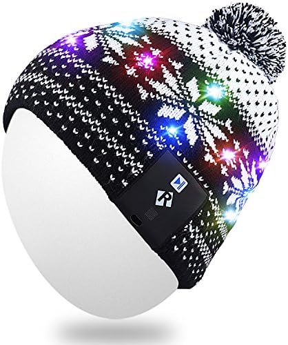 Qshell LED String Light Up Beanie Hat Knit Cap with Copper Wire Colorful Lights 4 feet 18 LEDs for Men Women Indoor and Outdoor, Festival, Holiday, Celebration, Parties, Bar, Christmas Gifts - Black