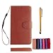 Produktbild KSHOP Case Cover für Samsung Galaxy J7(2016)J710 Hülle Tasche Schutzhülle Schale Bookstyle Handyhülle Premium PU-Leder Braun Etui Handy Schutz Brieftasche Magnetverschluss - Metall Touch-Pen Golden