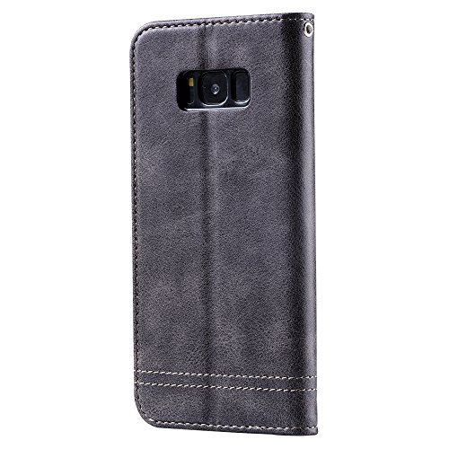 Funda Galaxy S8 Plus  Ferlinso Carcasa Cuero Retro Elegante con  Protector de Pantalla  ID Tarjeta de Cr  dito Tragamonedas Soporte de Flip Cover Estuche de cierre magn  tico para Samsung Galaxy S8 Plus  Gris 