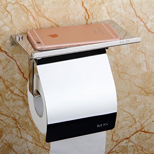 JIXIA Paper Holders-SUS304 stainless steel toilet paper towel holder bathroom waterproof mobile racks simple platform Joker flat