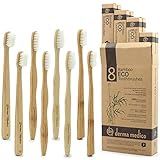Paquete de 8 cepillos de dientes de bambú: este pack de 8 cepillos de dientes para blanqueamiento de dientes contiene 8 cepillos de dientes de alta calidad, duradero y respetuoso con el medio ambiente que harán que tus dientes estén limpios, restauran el brillo y hacen que las encías sean saludables sin causar ningún daño al medio ambiente, a diferencia de los cepillos de dientes de plástico.