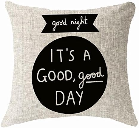 fringcoook Nordic Saying Good night it is a good day Throw Pillow Cover Cushion Case Cotton Linen Material Decorative 18x18 inches (18x18 inches, 6)