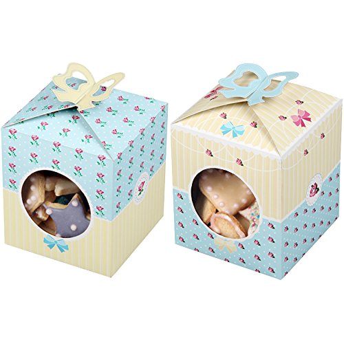 Zenker 43941 Geschenkbox Set "Vintage - Rose" 2-teilig, Papier, creme/blau/rosa, 12 x 10 x 10 cm