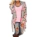 Produktbild OverDose Damen Geometrische Printed Baumwolle Kimono Cardigan Coat Cover up Tops (S, Rosa)