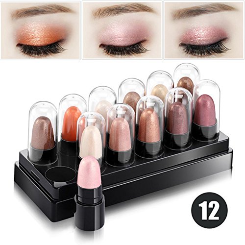 Oshide 12 Colors Glitter Shimmer Eyeshadow Pencil Waterproof Eyeliner Pen Eyeshadow Palette-Two Series for Your Choice