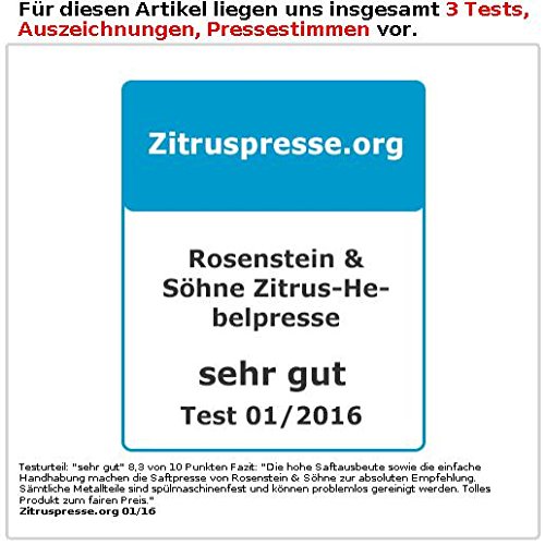 Rosenstein & Söhne Professionelle Hebel-Zitruspresse PREMIUM. Hammerschlag lackiert, XL - 6