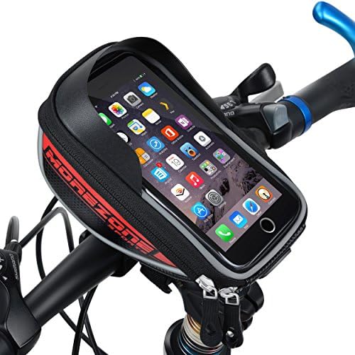 Bike Bag Bike Pouch, MOREZONE Cycling Bicycle Bike Frame Bags Double Pouch For Cellphone Below 5.5 inch Top Tube Handlebars Bag (Red)