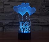 Olayer kreative 3D-LED-Lampe Illusion Nachtlicht 3D-Schriftzug Love und Herzen, Acryl, mit Farbwechsel - 5