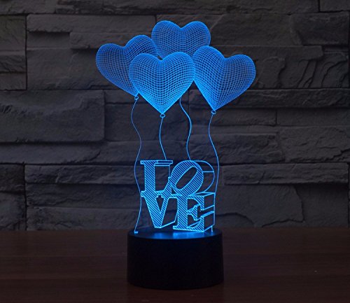 Olayer kreative 3D-LED-Lampe Illusion Nachtlicht 3D-Schriftzug Love und Herzen, Acryl, mit Farbwechsel - 5