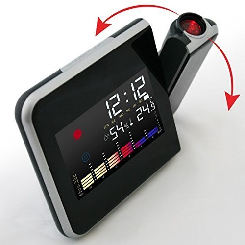 Prihome Wetterstation mit Thermometer, Hygrometer, Wecker und großem Display, Black-2 - 2