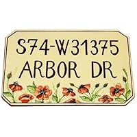 CERAMICHE D'ARTE PARRINI- Ceramica italiana artistica pannello numero civico in ceramica 40x30 personalizzato decorazione papaveri, fatto a mano made in ITALY Toscana