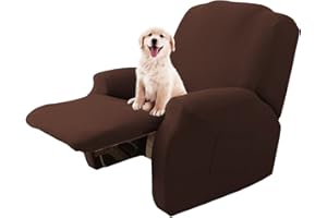 Lydevo Funda para Silla Reclinable Funda Expandible para Silla Reclinable Protección para Silla Reclinable Juego de 4 con Bolsillos Laterales Funda Antideslizante para Silla Reclinable,Café