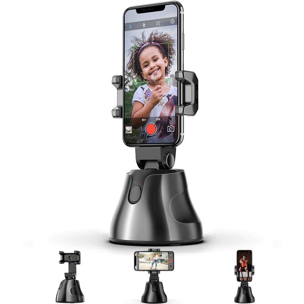 Boosty® 360 Degree Rotation Auto Face Tracking Smart Shooting Camera Holder Selfie Stick Compatible with All iPhone and Android Phone (Black)(Batteries not Included)