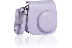 HIUOUIH Tasche Kompatibel mit Instax Mini 11 Kamera Schutzhülle Fujifilm Hülle Sofortbildkameras Huelle aus Weichem Kunstleder Kameratasche Portable Case Abdeckung Abnehmbaren Riemen, Violett