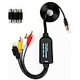 USB2.0 Convertisseur de carte de capture vidéo,convertit VHS en éditer numérique et enregistrer des vidéos analogiques en fic