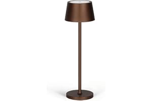 MADRIGAL Stilosa Tonda - Lampada LED Ricaricabile USB da Tavolo a Lunga Durata con Base Tonda - Luce Regolabile (Dimmer) con il Tocco - Casa e Ristorante - Protezione IP54 Uso Interno ed Esterno - Bronzo Oxide