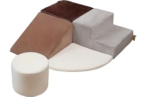 BanaSuper Jeu de Motricité Enfant | Parcours Motricité | Blocs Mousse Éducatifs avec Velcro | Structure d'escalade Antidérapante | Jouets d'escalade | Design Lavable & Sécurité Renforcée (Gris Café)