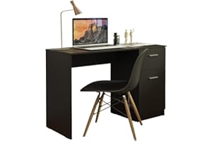 Madesa Mesa de Escritorio Compacta con 1 Puerta y 1 Cajón, Mesa de Estudio para Espacios reducidos, 110 x 45 x 77 cm, Madera - Negro