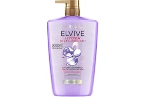 L'OREAL PARIS L'Oréal Paris Elvive Shampoo Idratante, Per Capelli Disidratati, 72H Idratazione Profonda, Con Acido Ialuronico, Maxi Formato, Hydra Hyaluronic, 1L