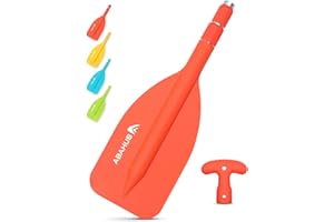 ‎ABAHUB Abahub Teleskop Paddel 53-106cm Stechpaddel Notfall Paddel mit T-Griff Leichte Ruder Mini Hilfspaddel Teleskopierbar Aluminiumschaft für Kanufahren Kajkak Schlauchboot, Orange/Blau/Gelb