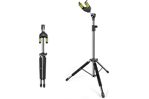Linrax LS1 Folding Guitar Stand, Auto-Lock Guitar Holder, Adjustable Height and Base, Universal Floor Stand for Acoustic Classical Electric Guitar Bass Ukulele Banjo Mandolin, Tripod Display Rack