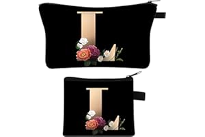 YZDMDM 2 Stück Personalisierte Make Up Tasche, Geschenke für Freundin Mütter, A-Z Personalisierte Damen Kosmetiktasche, Geburtstagsgeschenke für Frauen, Beste Freundin, Initiale Schminktäschchen (L)