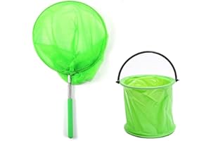 CHUANGOU Telescopica Reti Rete a Farfalla per Bambini, con Pieghevole Benna, per La Cattura di Insetti, Farfalla, Pesce, Verde