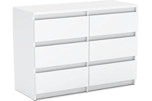 MRBLS_HOME Kommode mit 6 Schubladen Sideboard Schubladenschrank Kleiderschrank Modern Möbel mit Schubladen für Ihr Schlafzimmer (Weiß Matt) – 100 x 71,5 x 33,5 cm (B/H/T)