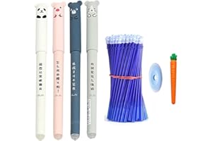 MROOFUL Fiction - Penna cancellabile in gel cancellabile, inchiostro a sfera per gatti, panda, animali, forniture per la scrittura scolastica, confezione da 26 (blu)