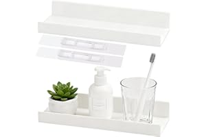 Xyvor 2 Piezas Baldas Pared Sin Agujeros, 27cm Estanterias de Pared Blancas, Baldas Baño Sin Taladro, para Baño, Cocina, Salón, Dormitorio y Oficina (Blanco)